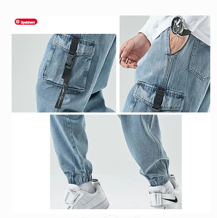 Herren-Cargo-Denim-Hose mit Gürtel-Cargo Hose -7477