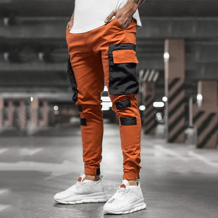 Orangefarbene Streetwear-Cargohose für Herren-Cargo Hose - 