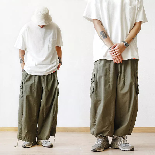 Khakifarbene Baggy-Cargohose für Herren-Cargo Hose- 