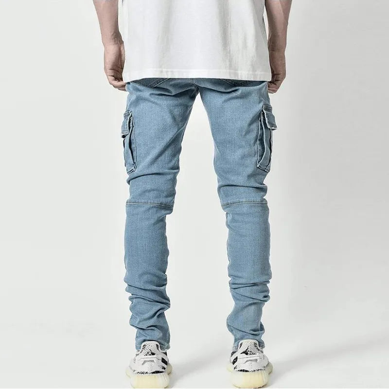Cargo-Slim-Jeans für Herren: Stilvoller Komfort in Blau Cargo Hose - 2024