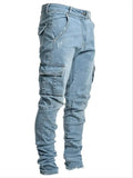 Cargo-Slim-Jeans für Herren: Stilvoller Komfort in Blau -Cargo Hose - 