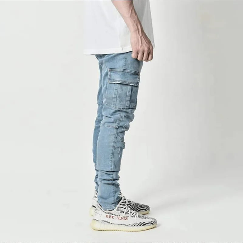Cargo-Slim-Jeans für Herren: Stilvoller Komfort in Blau und Schwarz-Cargo Hose - 25