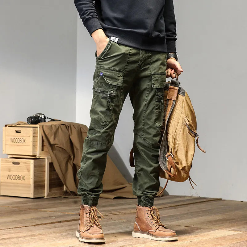 Urbaner Style: Slim-Cargo-Jeans für Herren im Camouflage-Look-Cargo Hose - 