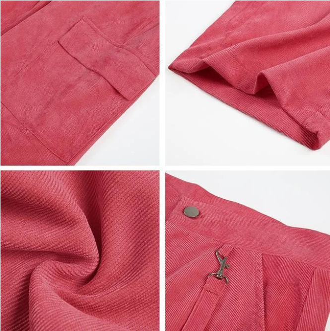 Trendige Eleganz in Pink: Cord-Cargohosen für Damen