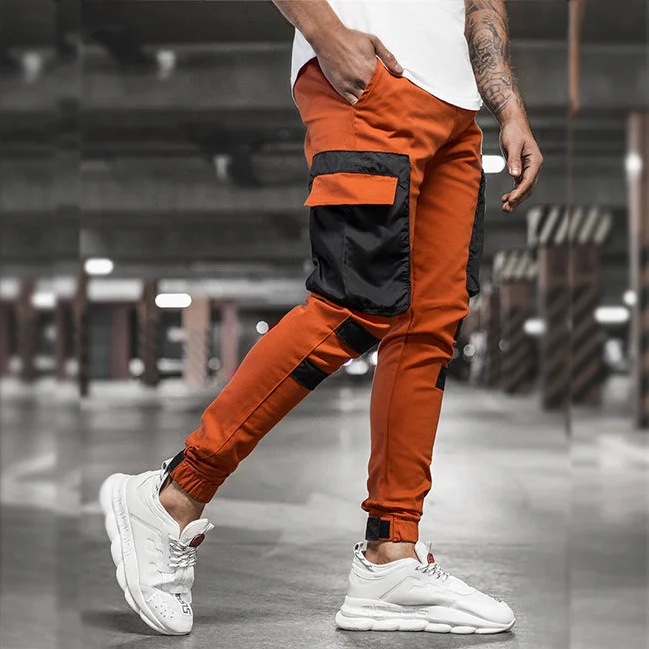 Orangefarbene Streetwear-Cargohose für Herren-Cargo Hose - 3