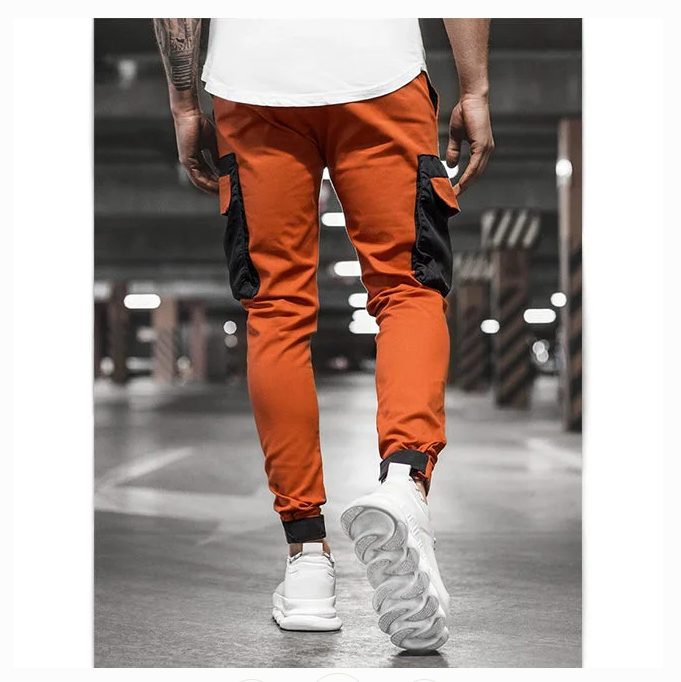 Orangefarbene Streetwear-Cargohose für Herren-Cargo Hose - 4